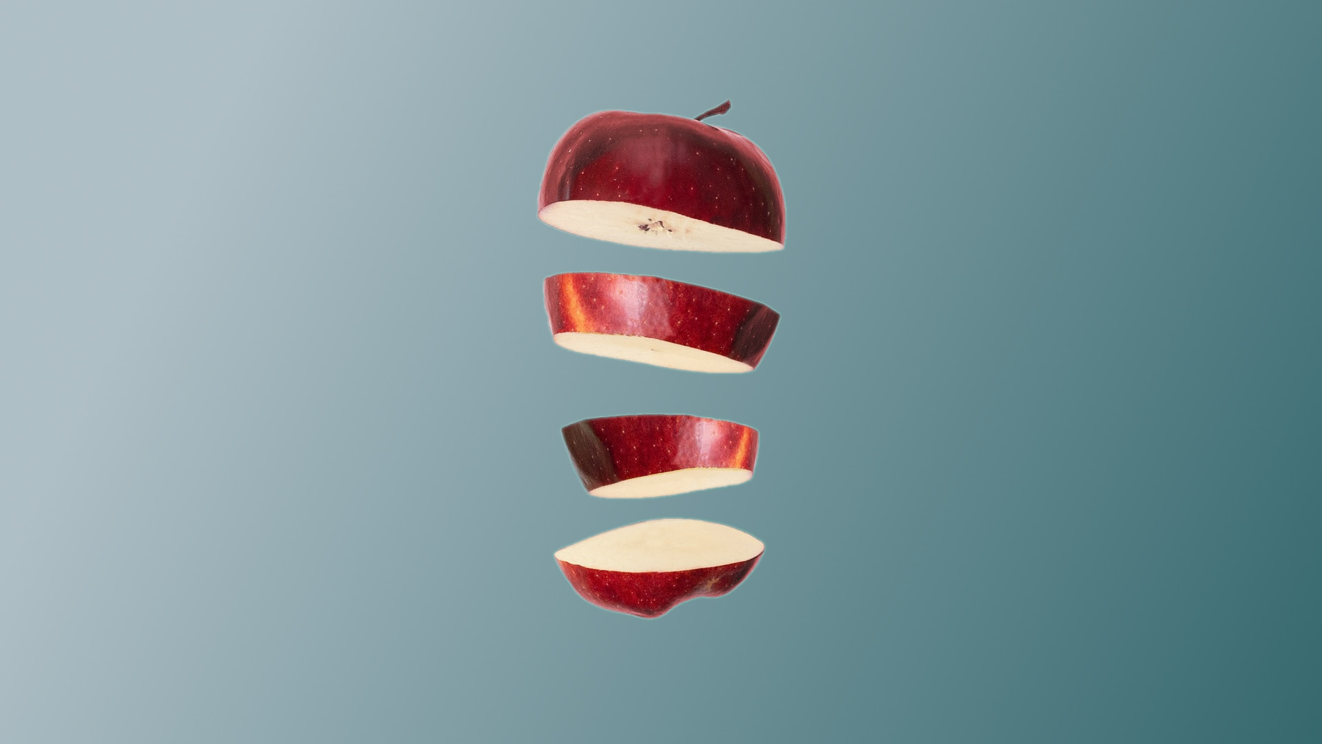 A sliced up apple